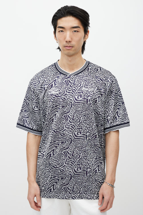 Supreme X Umbro Navy & White Printed Jersey T-Shirt