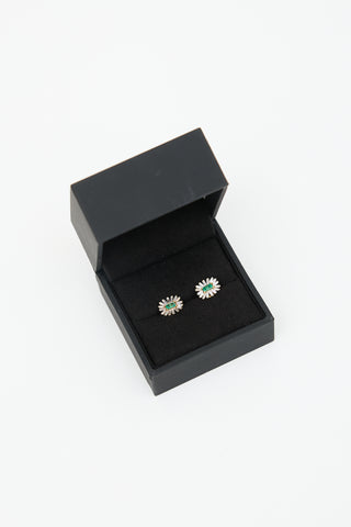Suzanne Kalan 18K Gold Baguette Diamond & Emerald Spark Earrings