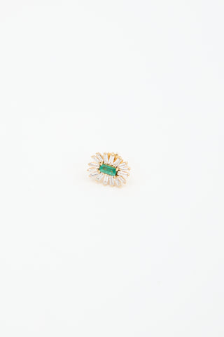 Suzanne Kalan 18K Gold Baguette Diamond & Emerald Spark Earrings