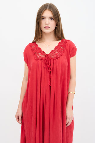 Suzie Kondi Gauze & Crochet Tunic Dress