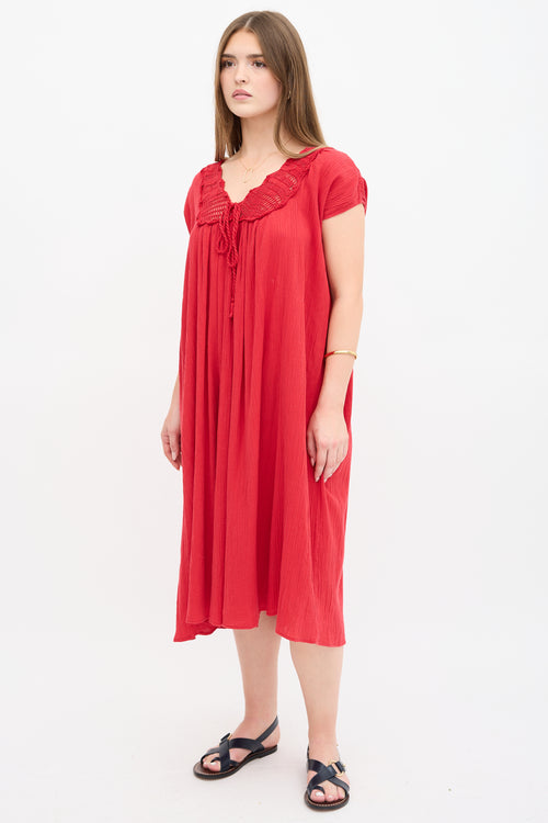 Suzie Kondi Gauze & Crochet Tunic Dress