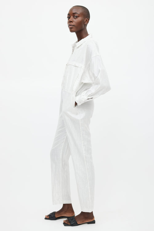 Suzie Kondi Silver Semi Sheer Buttoned Jumpsuit