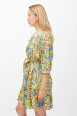 Suzie Kondi Yellow & Multicolour Floral Gathered Tier Dress