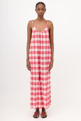 Suzie Kondi Crepe Plaid Sleeveless Jumpsuit