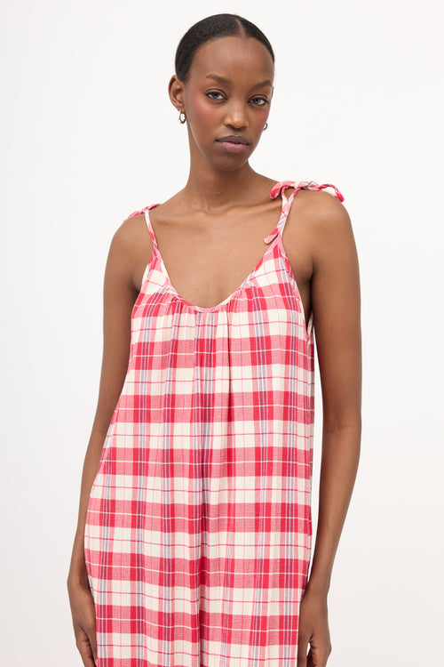Suzie Kondi Crepe Plaid Sleeveless Jumpsuit