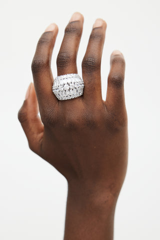 Swarovski Rhodium Plated & Zirconia Hyperbola Cocktail Ring