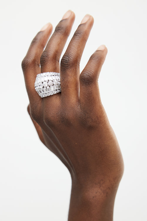 Swarovski Rhodium Plated & Zirconia Hyperbola Cocktail Ring