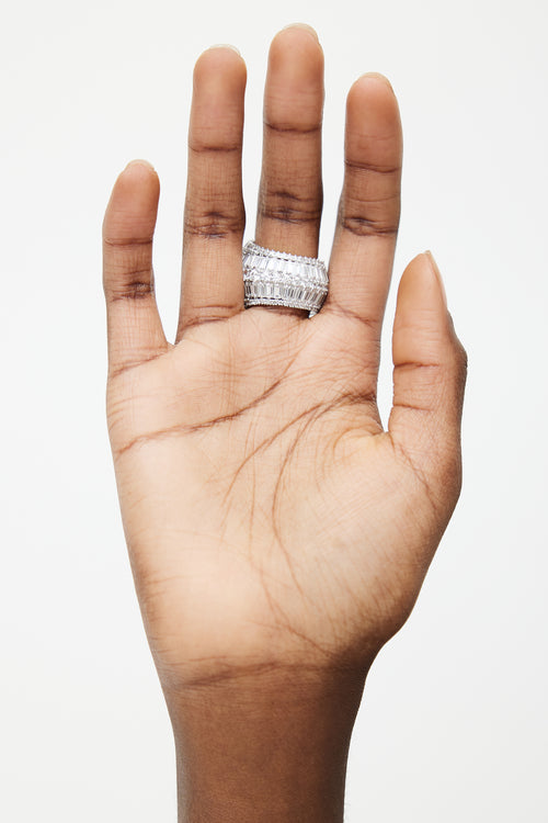Swarovski Rhodium Plated & Zirconia Hyperbola Cocktail Ring