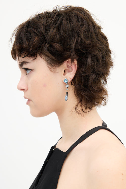 Swarovski Silver & Blue Tier Drop Earrings