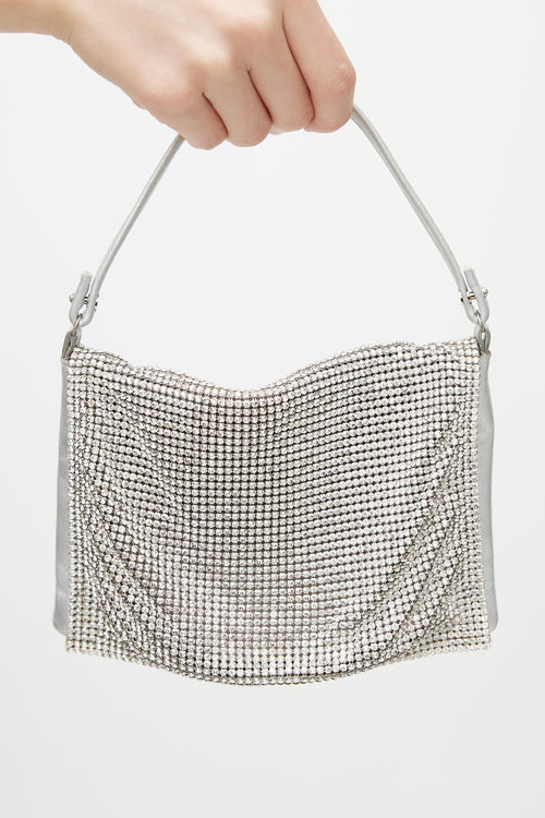 Swarovski Silver Crystal Leather Bag