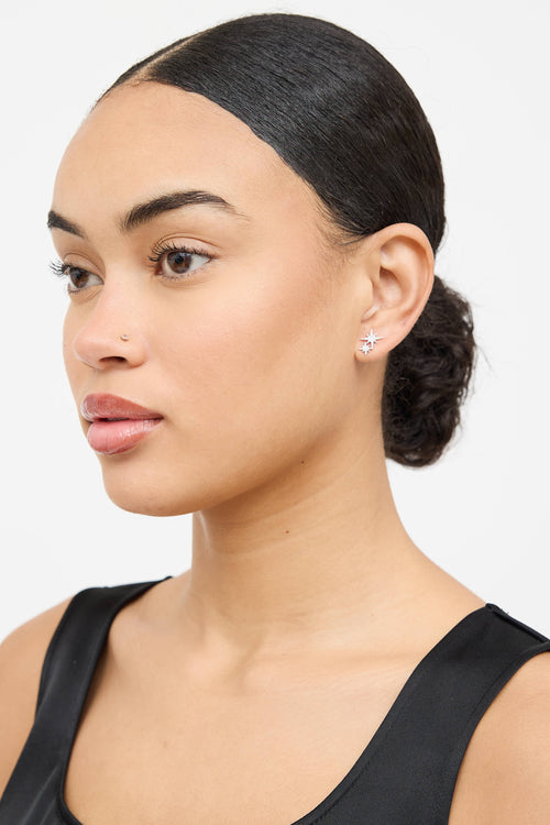 Sydney Evans 14K White Gold Diamond Starbust Earrings