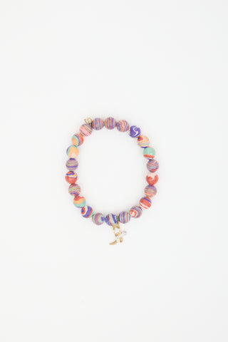 Sydney Evan Jasper Bead & 14K Gold Cowboy Boot Bracelet