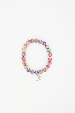 Sydney Evan Jasper Bead & 14K Gold Cowboy Boot Bracelet