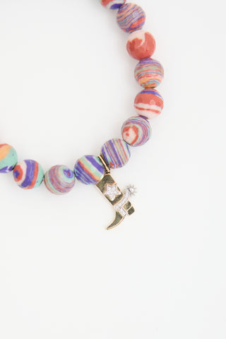 Sydney Evan Jasper Bead & 14K Gold Cowboy Boot Bracelet