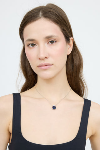 Fine Jewelry Sterling Silver & Sapphire Pendant Necklace