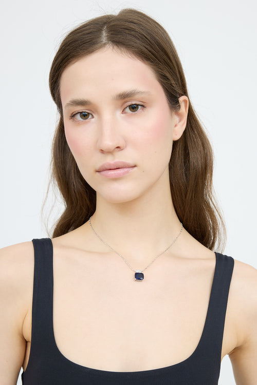 Fine Jewelry Sterling Silver & Sapphire Pendant Necklace