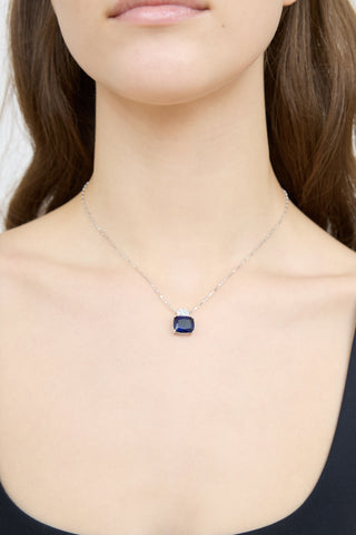 Fine Jewelry Sterling Silver & Sapphire Pendant Necklace