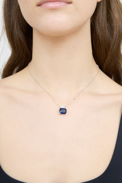 Fine Jewelry Sterling Silver & Sapphire Pendant Necklace