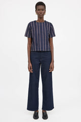 T by Alexander Wang Stiped Denim Top