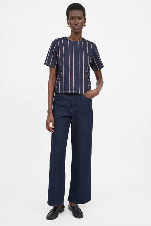 T by Alexander Wang Stiped Denim Top