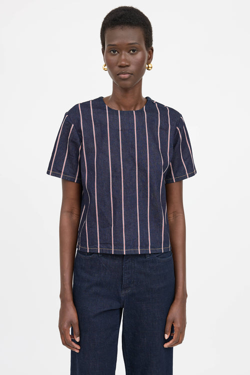 T by Alexander Wang Stiped Denim Top