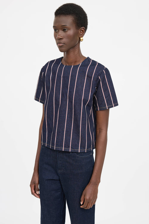 T by Alexander Wang Stiped Denim Top