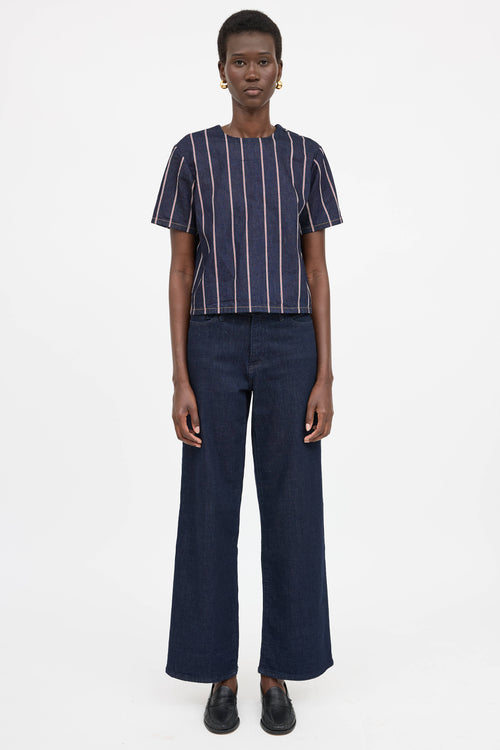 T by Alexander Wang Stiped Denim Top