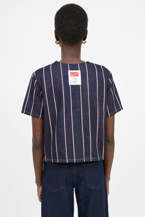 T by Alexander Wang Stiped Denim Top
