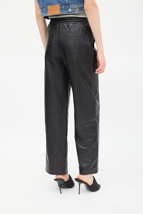 T by Alexander Wang Black Leather Wide Leg Trouser