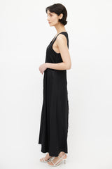 T by Alexander Wang Black Raw Hem Silk Dress