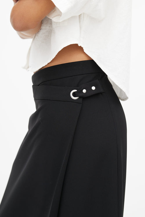 T by Alexander Wang Black Wrap Midi Skirt