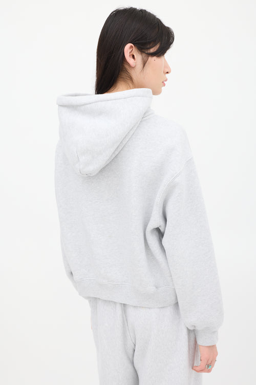 T by Alexander Wang Grey & White Puffed Logo Hoodie