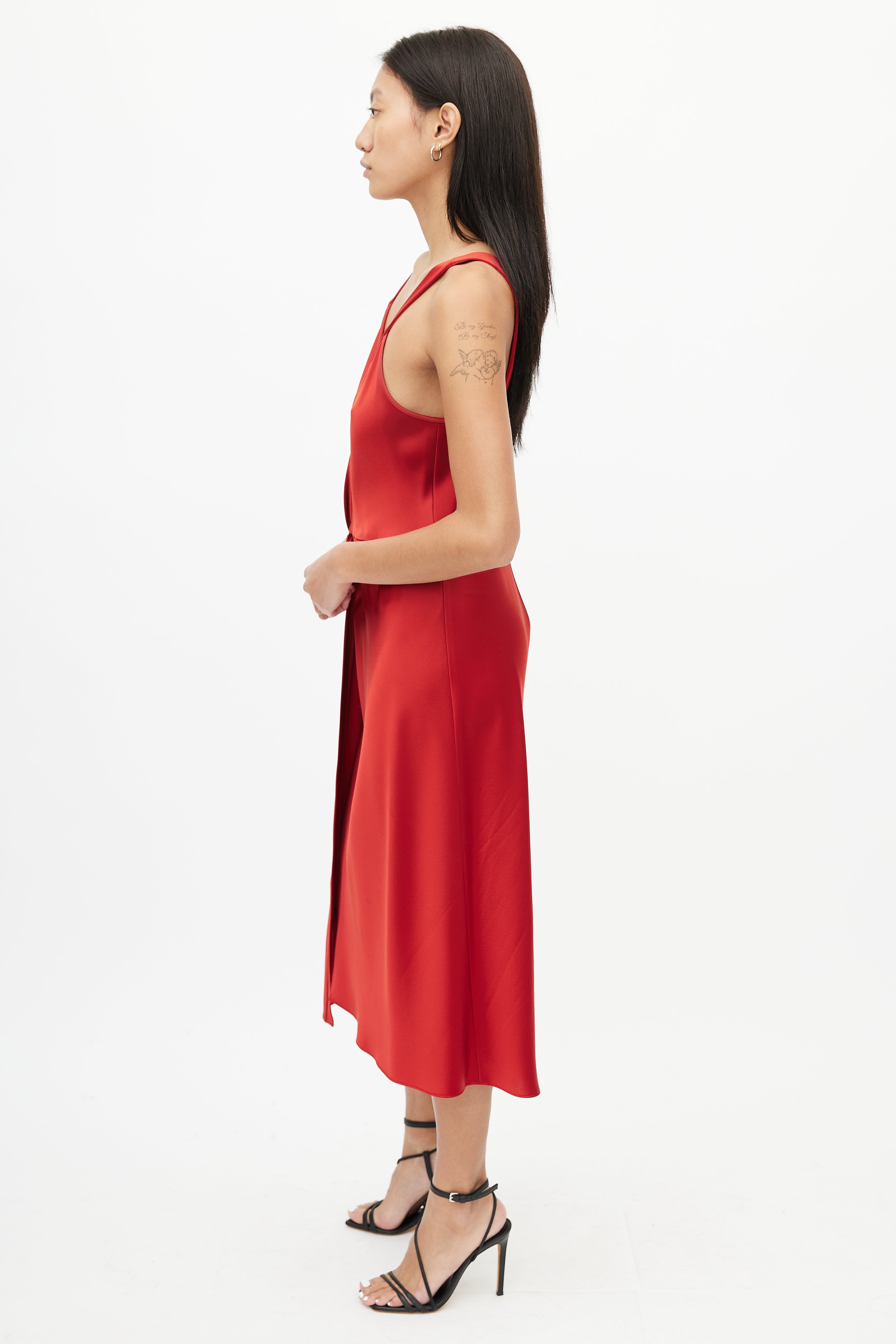red alexander wang dress Alexander Wang Women's Preloved T by Draped Dress in Red Satin