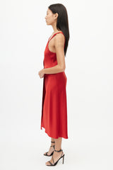 T by Alexander Wang Red Satin Draped Dress