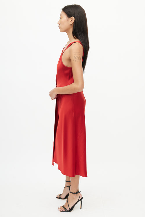 T by Alexander Wang Red Satin Draped Dress