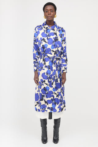 Tanya Taylor Satin Floral Trench Coat