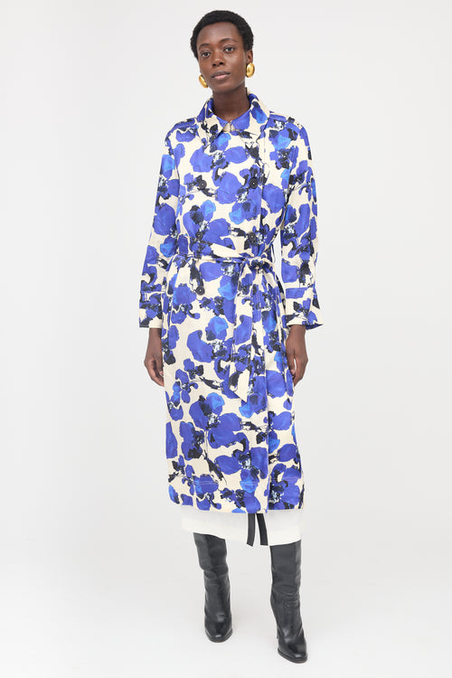 Tanya Taylor Satin Floral Trench Coat