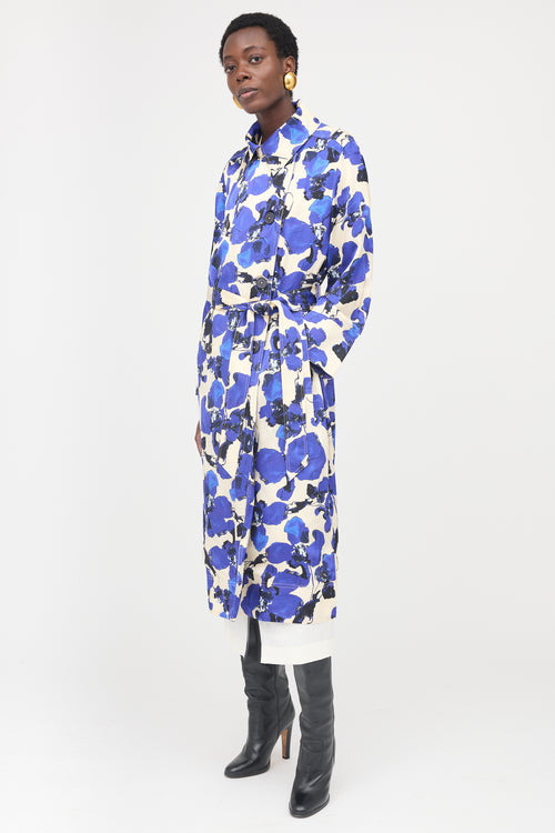 Tanya Taylor Satin Floral Trench Coat