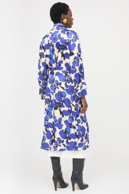 Tanya Taylor Satin Floral Trench Coat