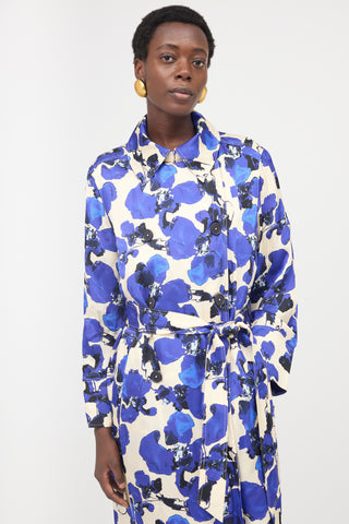 Tanya Taylor Satin Floral Trench Coat