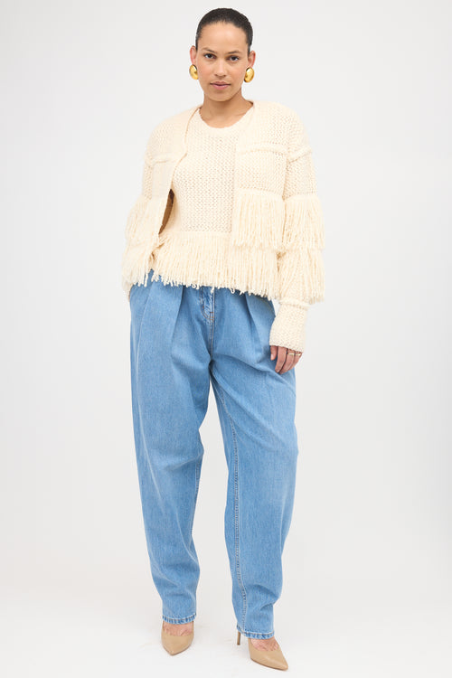 Tanya Taylor Wool Sola Fringe Cardigan