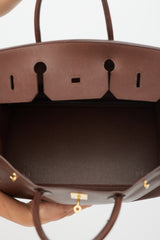 Hermès 1999 Havane Evergrain Leather & Gold Birkin 40 Bag
