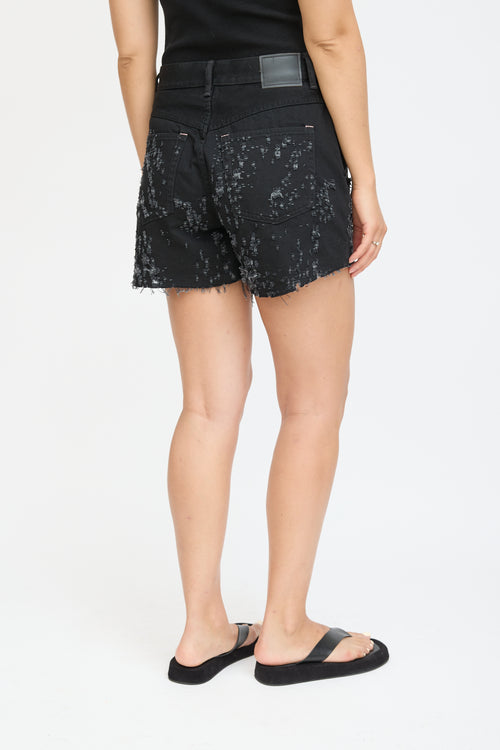 Acne Studios Black Distressed Denim Shorts