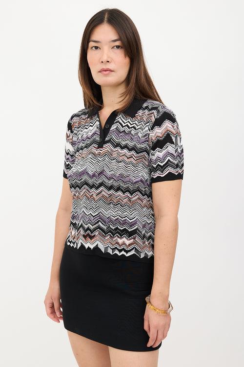 Missoni Knit Chevron Polo Top