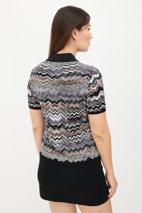 Missoni Knit Chevron Polo Top