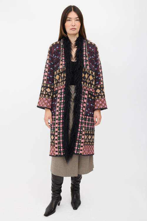 Etro Wool Intarsia Duster Cardigan