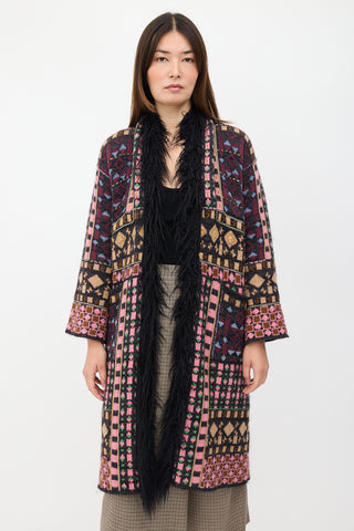 Etro Wool Intarsia Duster Cardigan