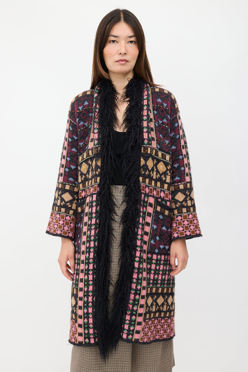 Etro Wool Intarsia Duster Cardigan