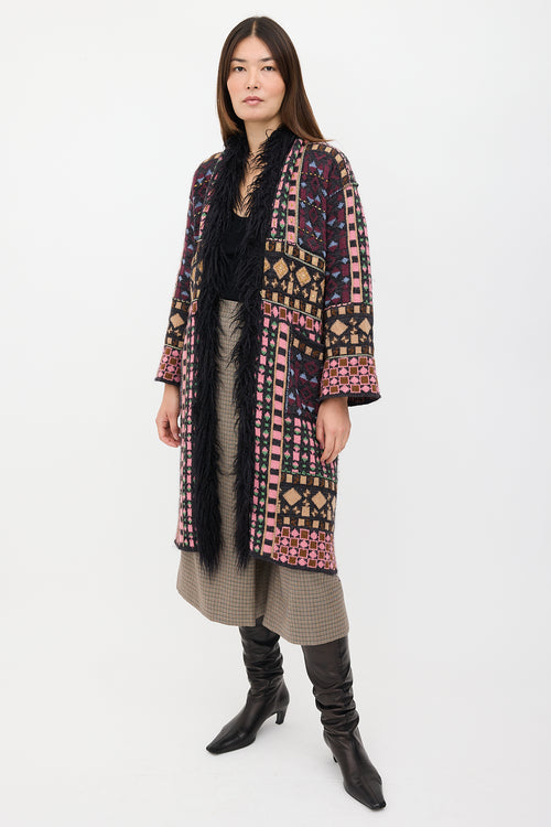 Etro Wool Intarsia Duster Cardigan