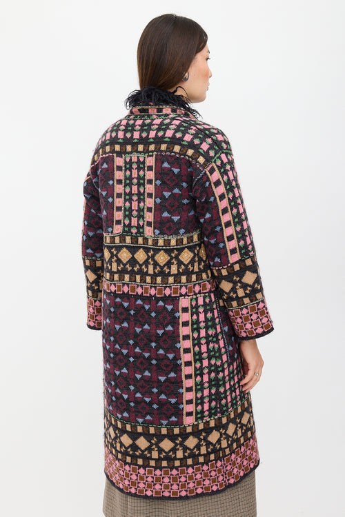 Etro Wool Intarsia Duster Cardigan